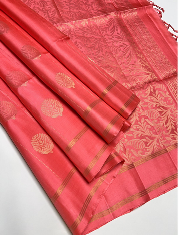 Peach- Soft Silk Sarees