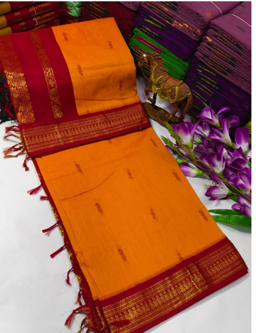 Premium kalyani cotton sarees- MANGO YELLOW