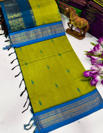 Premium Kalyani Cotton Saree- Green