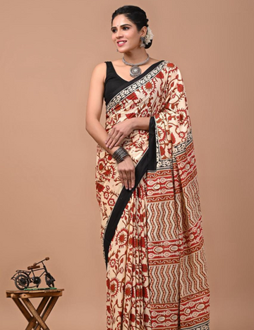 Premium MULMUL Cotton Sarees-STRIPPED