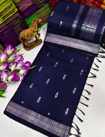 Premium Kalyani Cotton Sarees-Black