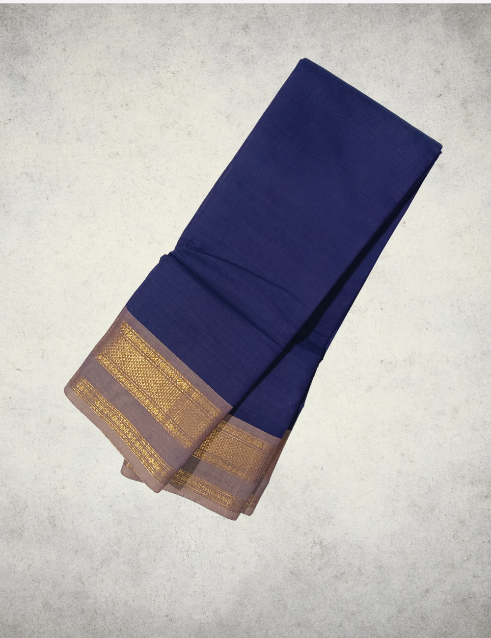 NAVY BLUE WITH GOLDEN ZARI BORDER IN KANCHI COTTON SAREES