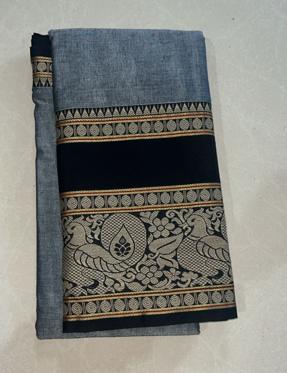 Premium Narayanpet Cottton Saree- ASH COLOUR