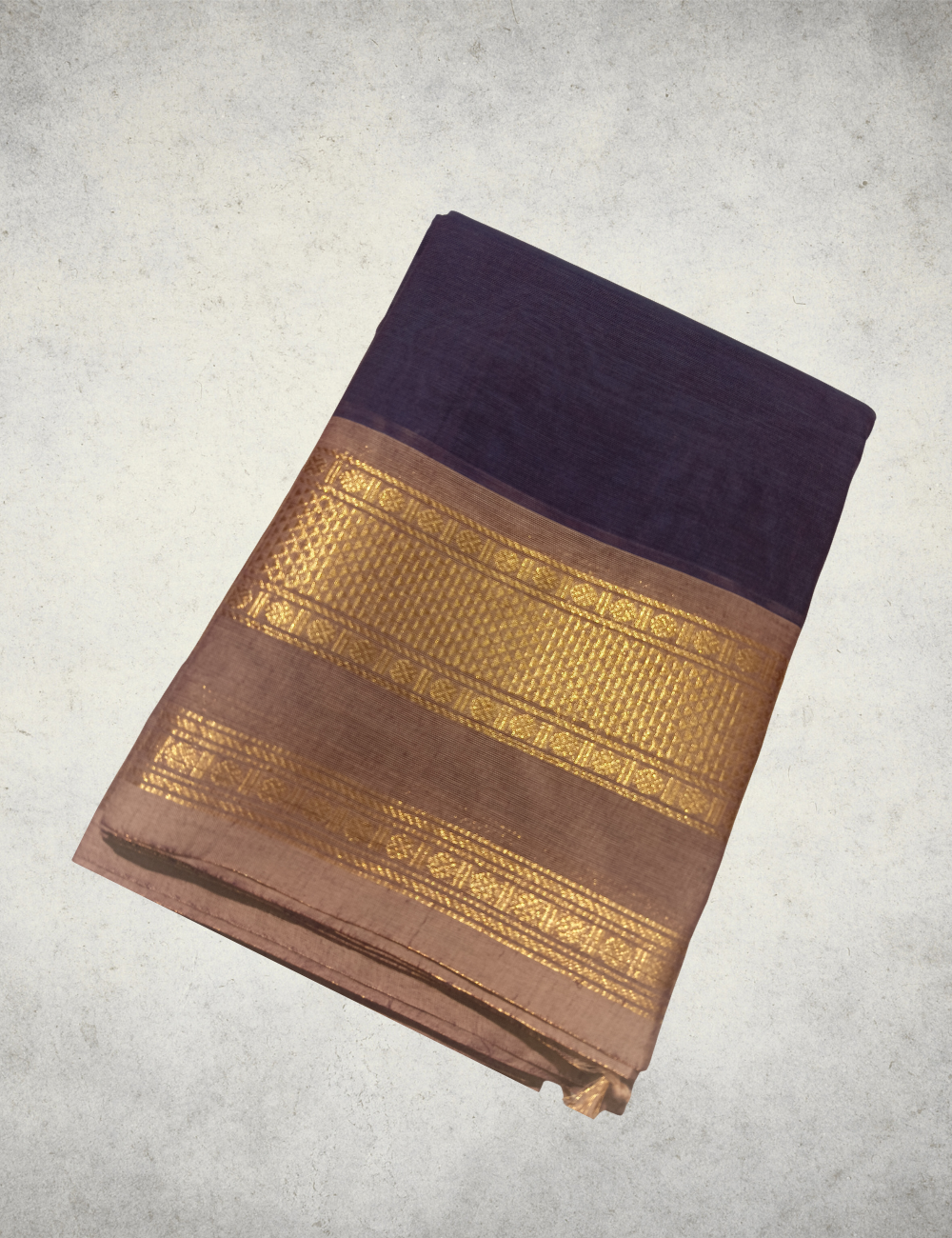 PURPLE SAREE WITH COPPER ZARI BORDER KANCHI COTTON SAREE