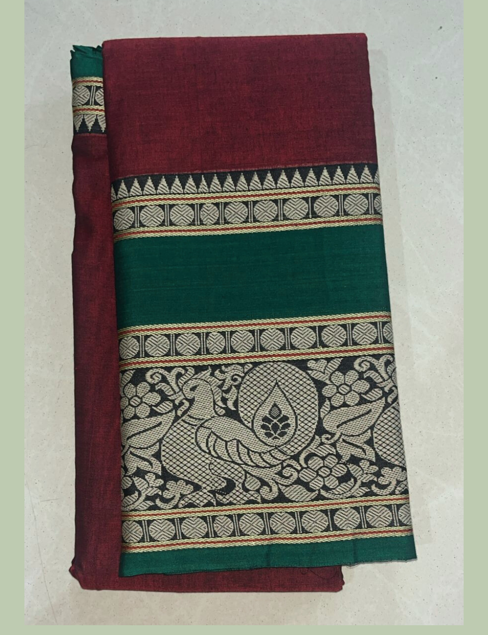 Premium Narayanpet Annam Border Saree-dark purple maroon saree