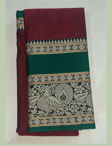 Premium Narayanpet Annam Border Saree-dark purple maroon saree